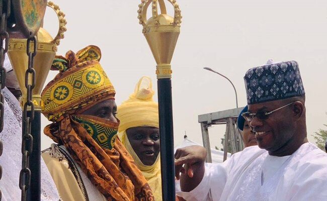 Governor Yahaya Bello Presents Staff of Office to New Monarchs in Lokoja and Kupa